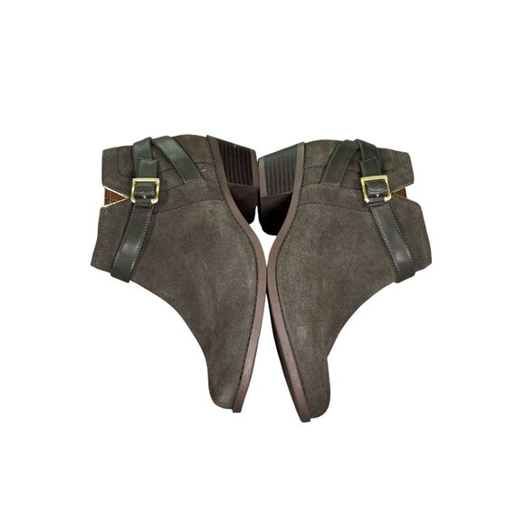 Vionic Womens Farrah Suede Ankle Boots Olive Size 8.5W With Side Zipper & Buckle - Picture 4 of 12